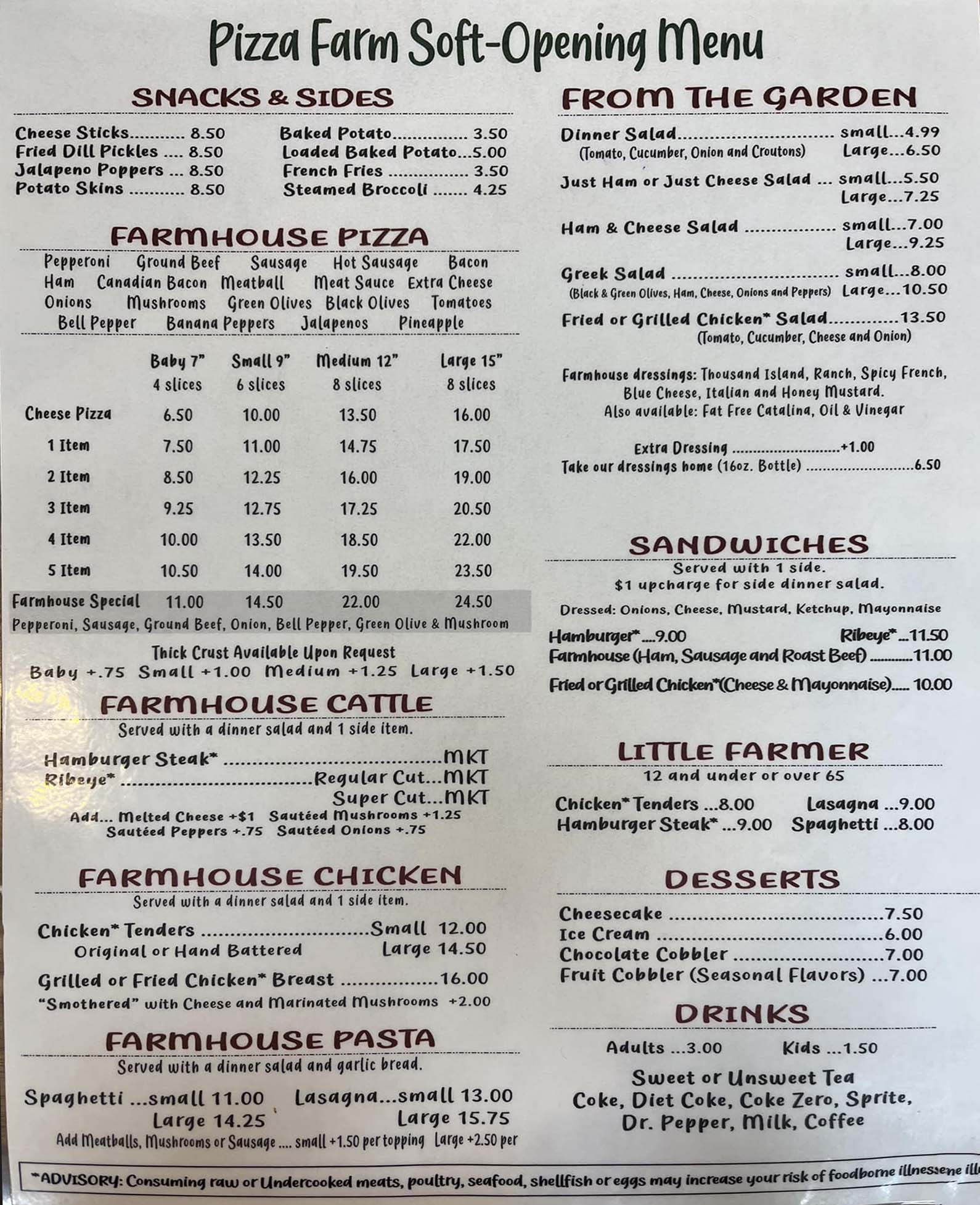 Pizza Farm Rockmart Menu (Updated October 2024)